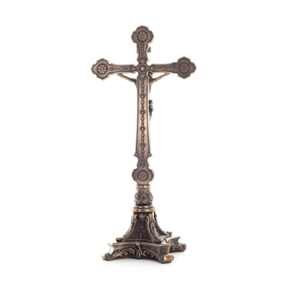 Cross of Jesus Christ on a base 33x15.5cm Full body statue with Veronese Bronze Electrolysis Veronese 4 - grifon.se 