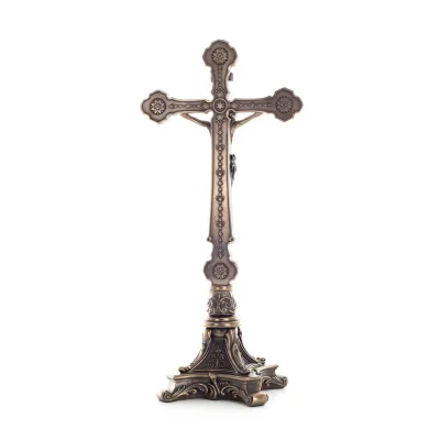 Jesu Kristi kors på en bas 33x15.5 cm helkroppsstaty med Veronese bronselektrolys Veronese 4 - grifon.se 
