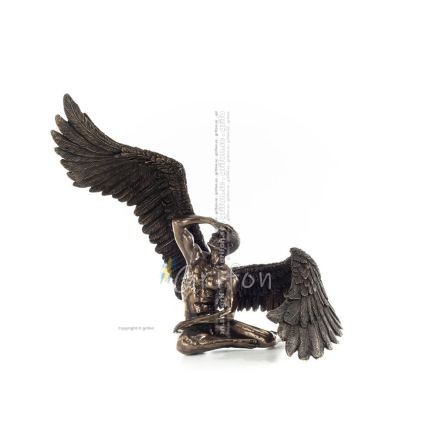 Seated nude angel with open wings 27.5cm Full-body statue Figurine with Bronze Electrolysis Veronese Veronese 1 - grifon.se