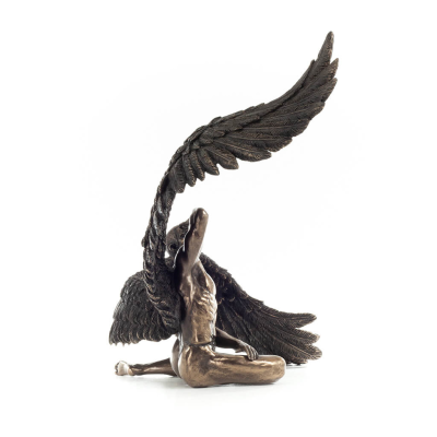 Sittande naken Ã¤ngel med Ã¶ppna vingar 27,5 cm helkroppsstaty Figurin med brons elektrolys Veronese Veronese 5 - grifon.se 