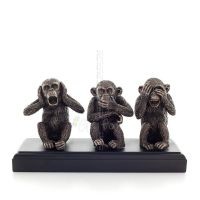 Three wise monkeys, I do not hear, I do not see, I do not speak 26x13cm Veronese Electrolytic Bronze Full Body Statue Veronese 1