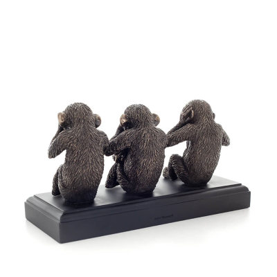 Three wise monkeys, I do not hear, I do not see, I do not speak 26x13cm Veronese Electrolytic Bronze Full Body Statue Veronese 3