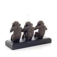 Three wise monkeys, I do not hear, I do not see, I do not speak 26x13cm Veronese Electrolytic Bronze Full Body Statue Veronese 3