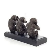 Three wise monkeys, I do not hear, I do not see, I do not speak 26x13cm Veronese Electrolytic Bronze Full Body Statue Veronese 4