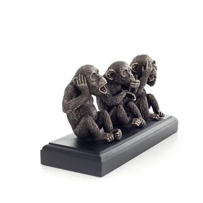 Three wise monkeys, I do not hear, I do not see, I do not speak 26x13cm Veronese Electrolytic Bronze Full Body Statue Veronese 5