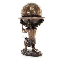 Atlas eller Atlas, Titan: The Leader of the Titanids 23,5 cm Veronese brons galvaniserad helkroppsstaty, antikens Grekland Veron