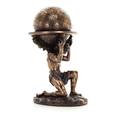 Atlas eller Atlas, Titan: The Leader of the Titanids 23,5 cm Veronese brons galvaniserad helkroppsstaty, antikens Grekland Veron