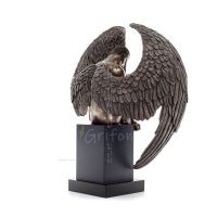 Seated Angel on base with half-opened wings 66cm Full-body statue Figurine with Bronze Electrolysis Veronese, Spiritual Veronese