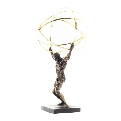 Atlas eller Atlas, Titan: The Leader of the Titanids 50,5 cm Veronese brons galvaniserad helkroppsstaty, antikens Grekland Veron