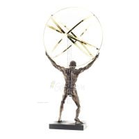 Atlas eller Atlas, Titan: The Leader of the Titanids 50,5 cm Veronese brons galvaniserad helkroppsstaty, antikens Grekland Veron