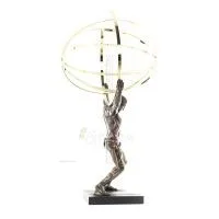Atlas eller Atlas, Titan: The Leader of the Titanids 50,5 cm Veronese brons galvaniserad helkroppsstaty, antikens Grekland Veron
