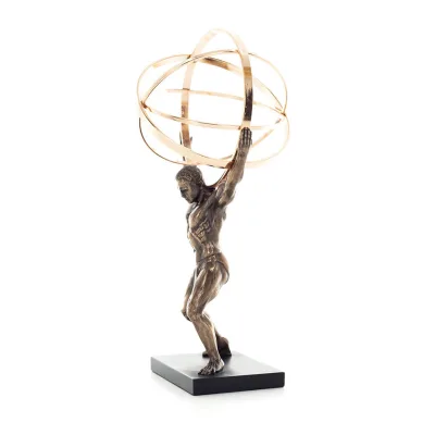 Atlas eller Atlas, Titan: The Leader of the Titanids 22,5 cm Veronese brons galvaniserad helkroppsstaty, antikens Grekland Veron