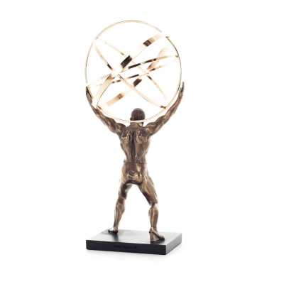 Atlas eller Atlas, Titan: The Leader of the Titanids 22,5 cm Veronese brons galvaniserad helkroppsstaty, antikens Grekland Veron