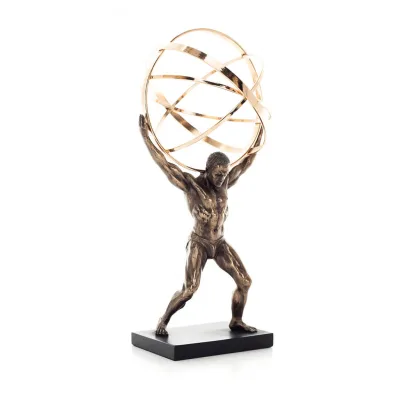 Atlas or Atlas, Titan: The Leader of the Titanids 22.5cm Veronese Bronze Electroplating Full Body Statue, Ancient Greece Verones