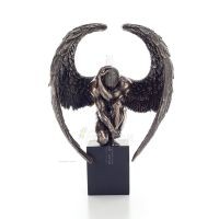 Bowed Angel on base with open wings 25.5cm Full-body Figurine with Bronze Electrolysis Veronese, Religious - Spiritual Veronese 