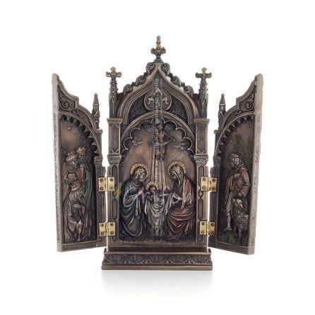 Bordstriptyk, tjÃ¤narens Jesu fÃ¶delse i en katedral 22x11 cm med Veronese bronselektrolys, Christian Veronese 1 - grifon.se 