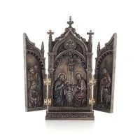 Bordstriptyk, tjänarens Jesu födelse i en katedral 22x11 cm med Veronese bronselektrolys, Christian Veronese 1 - grifon.se 