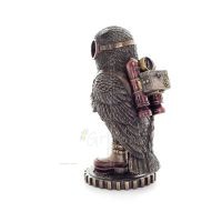 Owl or Glaucus: the sacred bird, symbol of wisdom, prudence, with binoculars 16cm Veronese Bronze Electrolysis Full Body Statue 