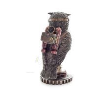 Owl or Glaucus: the sacred bird, symbol of wisdom, prudence, with binoculars 16cm Veronese Bronze Electrolysis Full Body Statue 