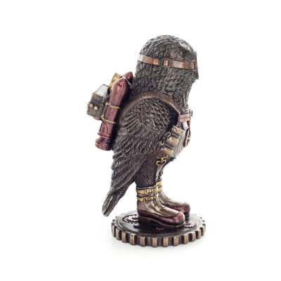 Owl or Glaucus: the sacred bird, symbol of wisdom, prudence, with binoculars 16cm Veronese Bronze Electrolysis Full Body Statue 