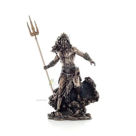Poseidon: havets gud, jordbävningar, jorden, stormar och ord 30 cm Veronese brons galvaniserad helkroppsstaty Veronese 1 - grifo