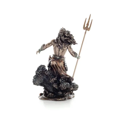 Poseidon: havets gud, jordbävningar, jorden, stormar och ord 30 cm Veronese brons galvaniserad helkroppsstaty Veronese 3 - grifo