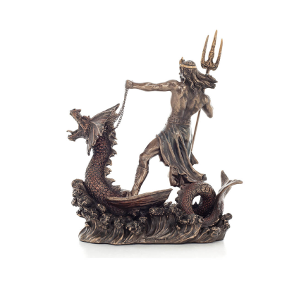 Neptune: The God of the Sea, Earthquakes, Earth, Storms and Words on a Dragon 20cm Electrolytic Bronze Veronese Statue Veronese 