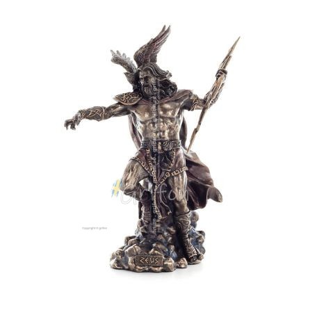 Zeus or Zeus: The God of Heaven, Lightning, Law, Thunder, with Lightning Bolt 25cm Full Body Veronese Bronze Electrolysis Verone
