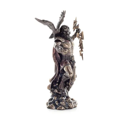 Zeus eller Zeus: himlens gud, blixt, lag, åska, med blixtbult 25 cm helkropp Veronese bronselektrolys Veronese 5 - grifon.se 