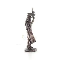 Athena or Athene or Athina: The goddess of wisdom with spear and an owl with open wings in her hand, 30.5 cm Full-body statue Ve