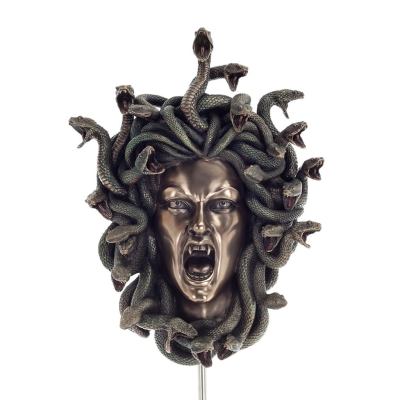 Medusa: The Wild-Eyed Mermaid in a Mask VÃ¤ggmonterad 37 cm Veronese brons elektrolytisk staty i full lÃ¤ngd, antikens Grekland Ve