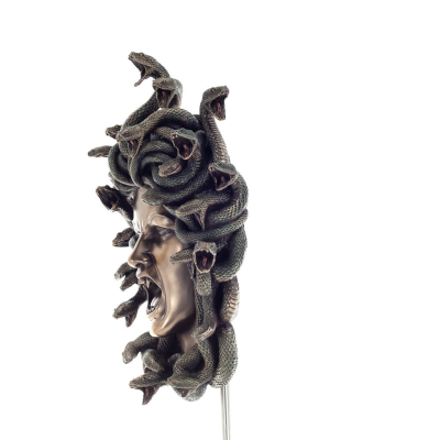 Medusa: The Wild-Eyed Mermaid in a Mask Wall-Mounted 37cm Full-Length Veronese Bronze Electrolytic Statue, Ancient Greece Verone