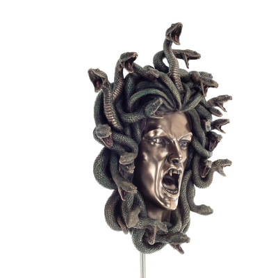 Medusa: The Wild-Eyed Mermaid in a Mask Wall-Mounted 37cm Full-Length Veronese Bronze Electrolytic Statue, Ancient Greece Verone
