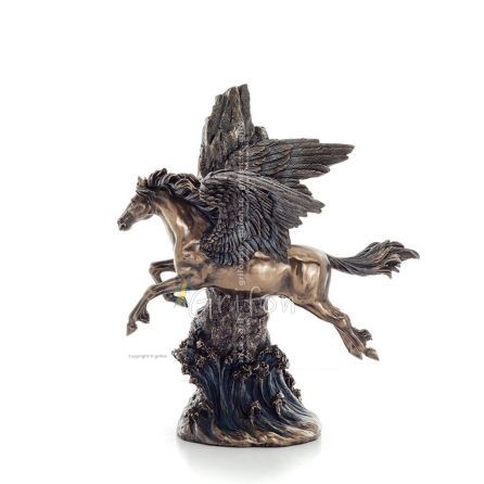 Pegasus: Born of Blood, Followed the Muses and Zeus 35cm Veronese Bronze Electrolysis Full Body Statue, Ancient Greece Veronese