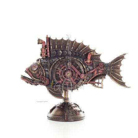 Steampunk Fish 31x24cm Veronese Bronze Electrolysis Full Body Statue Veronese 1 - grifon.se