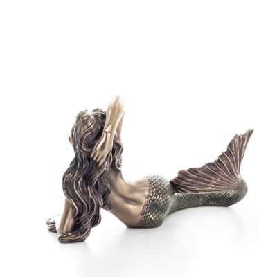 Mermaid: The Most Beautiful Demon, Reclining Resting on Left Hand 17x29cm Veronese Bronze Electrolysis Full Body Statue Veronese