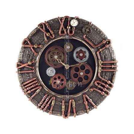 Steampunk Round Gear Clock 30x28.5cm Veronese Bronze Electrolysis, Modern Decorative Veronese 1 - grifon.se