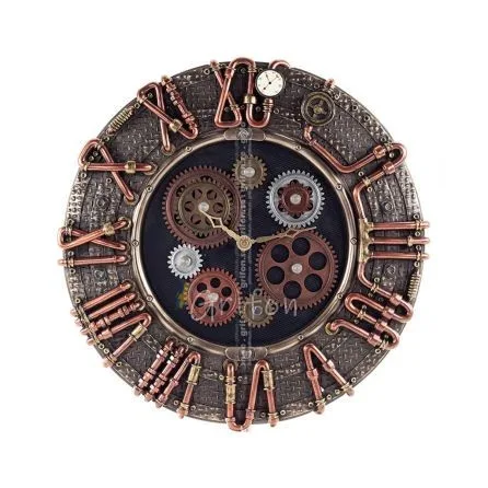 Steampunk Round Gear Clock 30x28,5cm Veronese Bronze Elektrolys, Modernt dekorativt Veronese 1 - grifon.se 