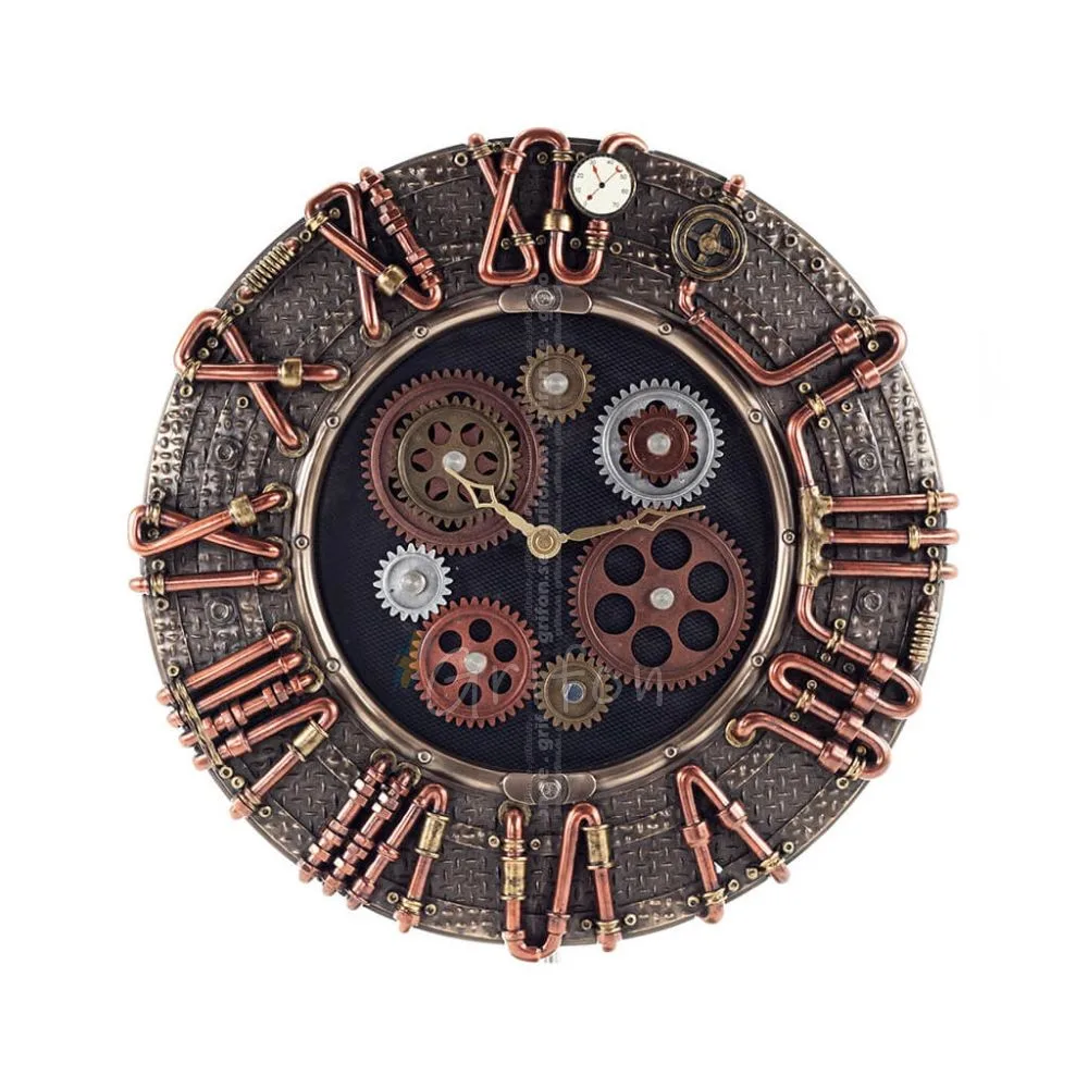 Steampunk Round Gear Clock 30x28,5cm Veronese Bronze Elektrolys, Modernt dekorativt Veronese 1 - grifon.se 