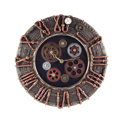 Steampunk Round Gear Clock 30x28,5cm Veronese Bronze Elektrolys, Modernt dekorativt Veronese 1 - grifon.se 