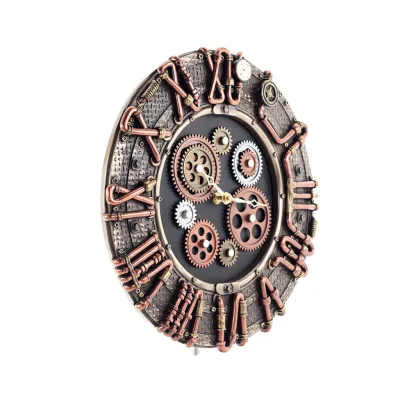 Steampunk Round Gear Clock 30x28.5cm Veronese Bronze Electrolysis, Modern Decorative Veronese 7 - grifon.se 