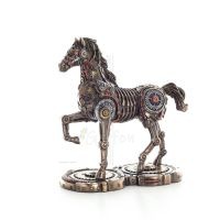 HÃ¤st eller Equine, gÃ¥ende hÃ¤st, Steampunk stil, 24 cm. Helkroppsstatyett med brons elektroplÃ¤tering Veronese Veronese 1 - grifon