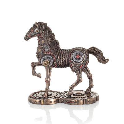 Horse or Equine, walking horse, Steampunk style, 24cm. Full-body statuette with bronze electroplating Veronese Veronese 3 - grif