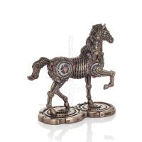 HÃ¤st eller Equine, gÃ¥ende hÃ¤st, Steampunk stil, 24 cm. Helkroppsstatyett med brons elektroplÃ¤tering Veronese Veronese 4 - grifon