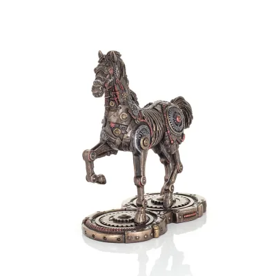 Horse or Equine, walking horse, Steampunk style, 24cm. Full-body statuette with bronze electroplating Veronese Veronese 6 - grif