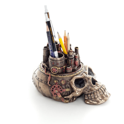 Skull pencil case 20x11.5cm Veronese Bronze Electrolysis statue, Modern Decorative Veronese 5 - grifon.se 