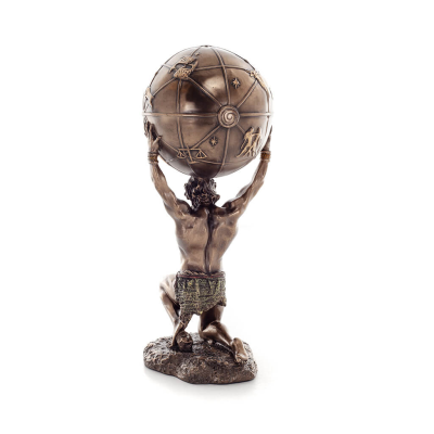 Atlas or Atlas, Titan: The Leader of the Titanids 212cm Full Length Veronese Bronze Electrolytic Statue, Ancient Greece Veronese