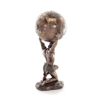 Atlas or Atlas, Titan: The Leader of the Titanids 212cm Full Length Veronese Bronze Electrolytic Statue, Ancient Greece Veronese