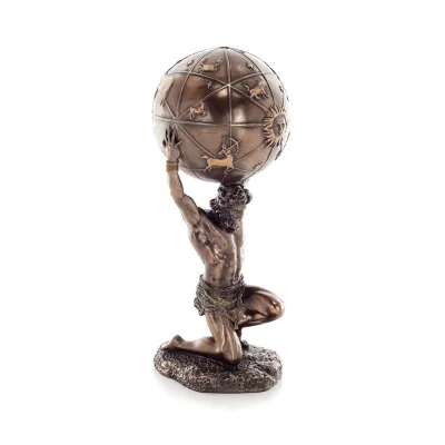 Atlas or Atlas, Titan: The Leader of the Titanids 212cm Full Length Veronese Bronze Electrolytic Statue, Ancient Greece Veronese