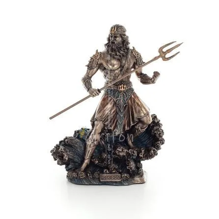 Poseidon: God of the Sea, Earthquakes, Earth, Storms and Reasons 20cm Veronese Bronze Electroplating Full Body Statue Veronese 1